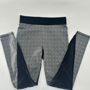 IVY PARK Black Silver Metallic Knit Mesh Accent Leggings Size Medium Beyonce